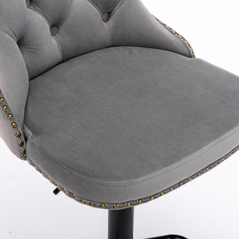 Swivel Barstools Adjusatble Seat Height, Modern Upholstered Bar Stools With Backs Comfortable Tufted For Home Pub And Kitchen Island (Set of 2)