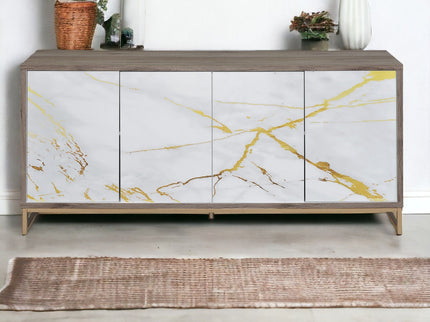 Paavan - Console Cabinet - White / ChampagneChampagne