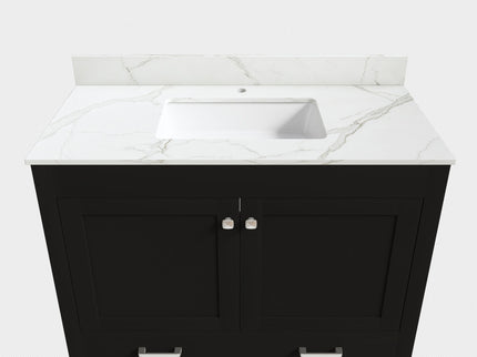 Bathroom Vanity Set, Fluted Cabinet, Soft Close Doors & Drawers - Black