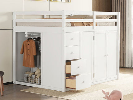 Loft Bed With Built In Wardrobes, Cabinets And Drawers