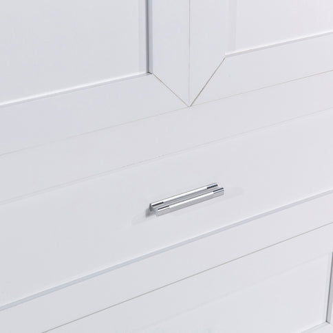 Tall Bathroom Storage Cabinet With 2 Doors And Drawers, Adjustable Shelf