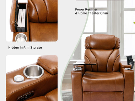Power Motion Recliner Electric Power Recliner With USB Charging Port, Hidden Arm Storage, Convenient Cup Holder And tooth Speaker