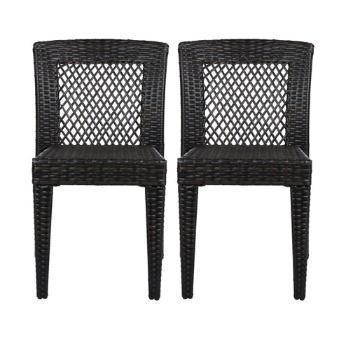 7 Piece Outdoor Dining Set With Table And 6 Chairs - Brown Multi