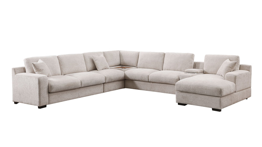 Celine - Fabric Corner Sectional Sofa With Right-Facing Chaise, Cupholders, And Charging Ports
