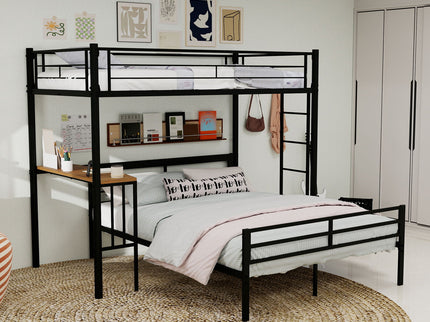 Bunk Bed With Built In Desk & Guardrail Frame