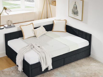 Upholstered Tufted Daybed Frame With Storage Drawers