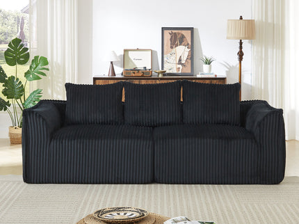 Minimalist 3 Seater Sofa With Curved Lines And Gently Sloped Backrest