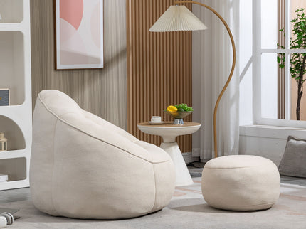 Bedding Bean Bag Sofa Chair High Pressure Foam With Footrest