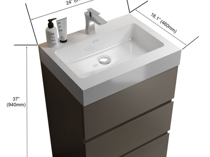 Alice - Bathroom Vanity With Sink, Large Storage Freestanding Bathroom Vanity For Modern Bathroom, One-Piece Sink Basin Without Drain And Faucet