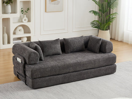 Convertible Sleeper Sofa Bed With Cylindrical Pillow