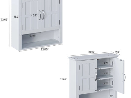 Multi Functional Wall Mounted Cabinet With Adjustable Shelves For Bathroom
