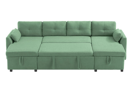 U-Shaped Sectional Sofa Bed With Storage And USB Ports