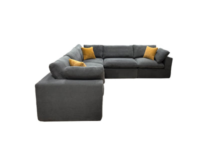 Coffee Bean Like Upholstery Full Compressed Modular Sectional With Toss Pillows - Light Gray