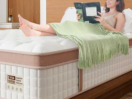12" Firm Hybrid Mattress, Gel Memory Foam & Pocket Springs, Pressure Relief, Motion Isolation, Ergonomic Bed - White - King