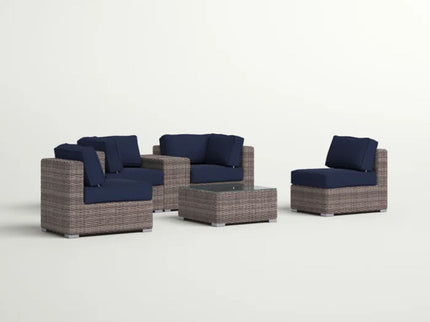 Wicker Seating Group Set With Table And Cushions