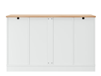 Sideboard With Extendable Table, Adjustable Shelves, 3 Tier Pull Out Rack - White