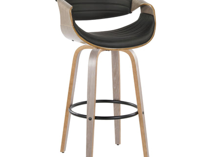 Symphony - Mid-Century Modern Fixed Height Barstool With Swivel With Round Footrest (Set of 2)