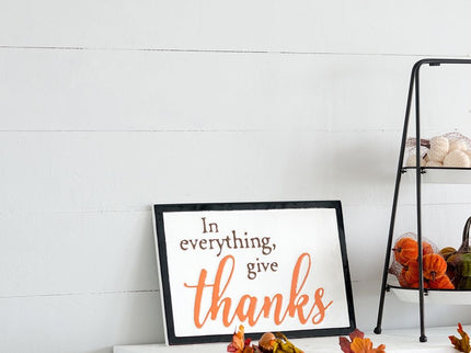 Thanks Wall Sign, Wall Art Decor For Harvest Festival Fall Festival & Thanksgiving Table Decorations (Set of 2) - Black / Orange / White