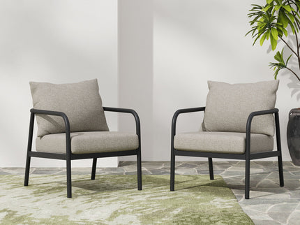 Leora - Modern Minimalist Round Tube Sofa Chair With Cushions - Beige / Black