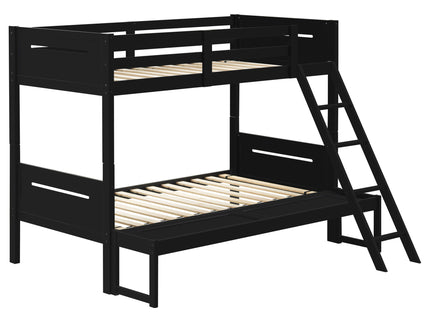 Bunk Bed With Built In Ladder, Safety Guardrails And Angled Access Step