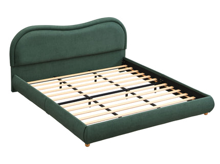 Upholstered Platform Bed Frame With Curved Headboard