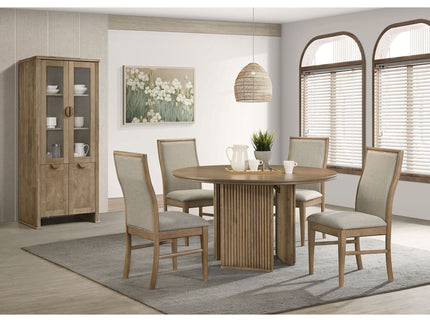 Dreydon - Round Dining Table With Textured Tripod Base - Light Brown