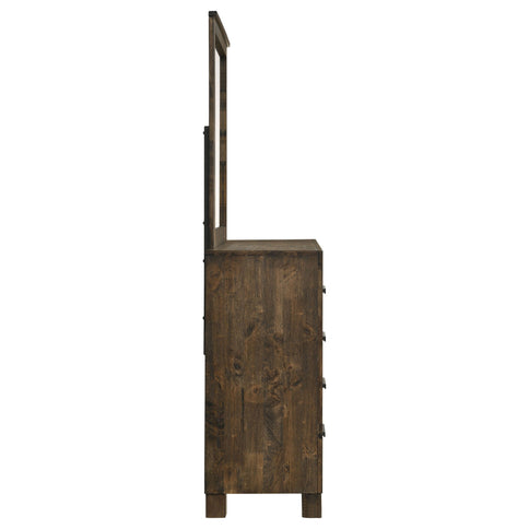 Bren - 8 Drawer Dresser With Mirror - Rustic Brown