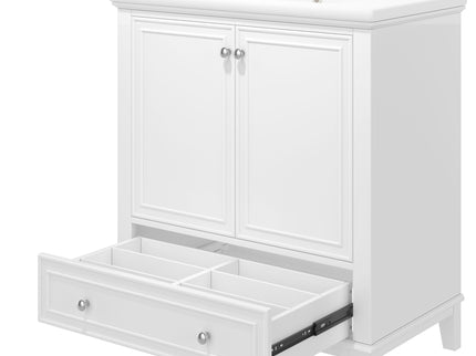 30" Bathroom Vanity With Sink Combo Undermount Sink, Cabinet With Doors And Drawer - White
