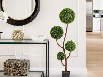 Artificial Boxwood Topiary Tree Triple Ball Shaped Faux Plant 150 Cm - Green