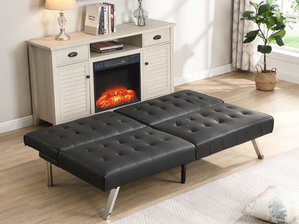 Contemporary Wood Frame Sofa Bed With Stainless Legs - Black