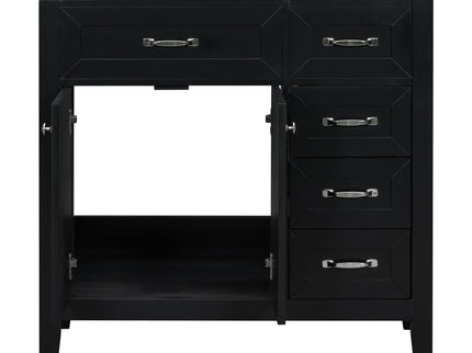 Modern Bathroom Vanity Base Only, 2 Doors And 3 Drawers