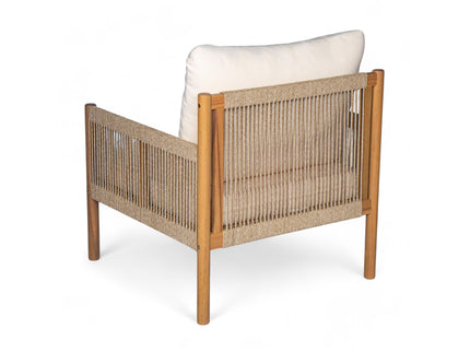 Modern Outdoor Woven Lounge Chair With Solid Wood Frame - Teak