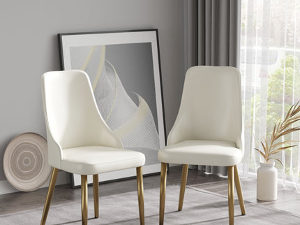 Modern Sponge-Filled Dining Chair, Solid Wood Metal Legs, Suitable For Restaurants, Living Rooms And Rooms (Set of 2) - White