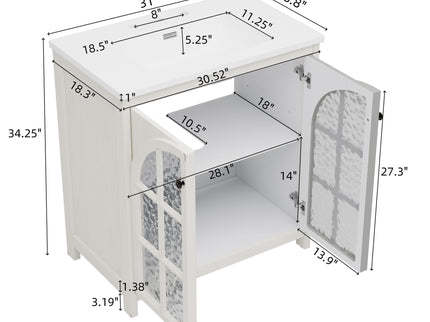 Vintage Farmhouse Bathroom Vanity With Ceramic Sink