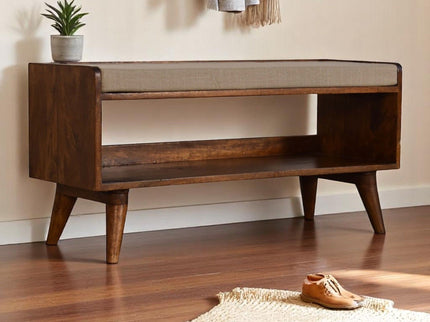 Solid Wood Bench With Upholstered Sea