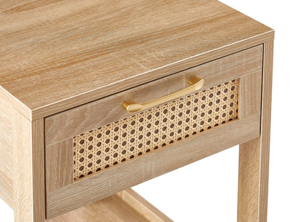 15.75" Rattan End Table With Drawer, Modern Nightstand, Side Table For Living Room, Bedroom