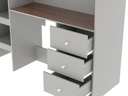 Loft Bed With Built In Wardrobe, Desk, Shelves, And Drawers