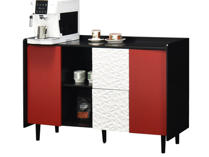Modern Sideboard Buffet Cabinet With Doors And Unique Panel Styling