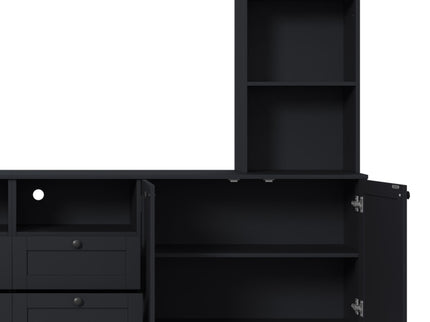 Farmhouse Elegant Entertainment Center Wall Unit With 4 Drawers