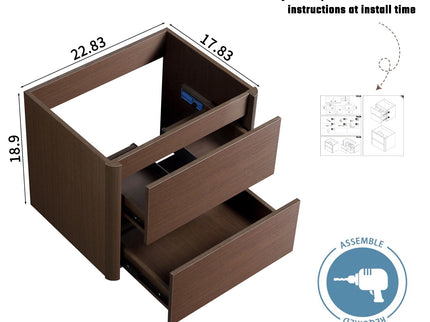 Wall Mounted Bathroom Vanity With Soft Close Drawer - Black Brown