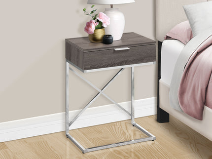 Accent Side Table, Storage Drawer, Contemporary - Taupe