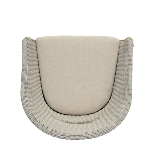 Modern Coastal Rattan Dining Chairs, (Set of 2), Solid Wood Legs - Beige