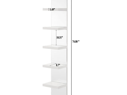 Glam Open Shelving Rack With Mirrored Back For Living Room - Cream / White