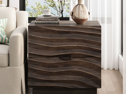 Nightstand With 2 Drawers, No Handles
