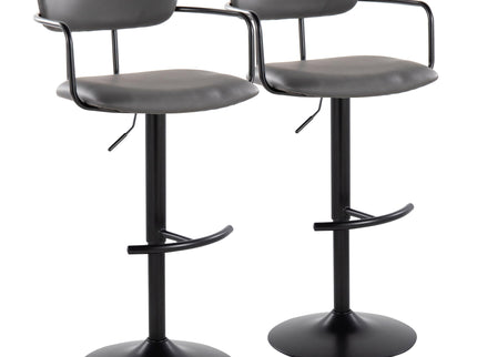 Demi - Contemporary Adjustable Height Barstool With Swivel With Rounded T Footrest (Set of 2)