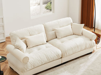 Modern Oversize Sofa With Cloud Like Comfort, Featuring Waist And Throw Pillows