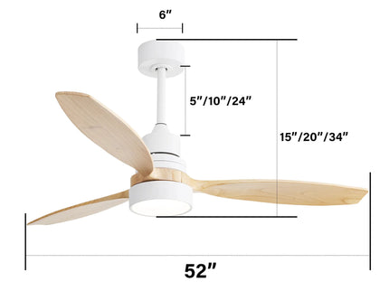 Indoor Ceiling Fan With Dimmable LED Light, 6 Speed Remote ControlLED DC Motor, Reversible Blades