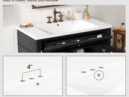 Bathroom Vanity With Top Sink, Storage Cabinet With 2 Drawers And Tip Out Drawer