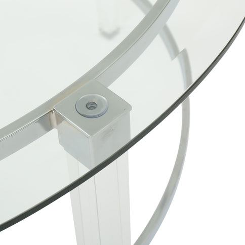 Tempered Glass Round Coffee Table With Four Legs - Clear