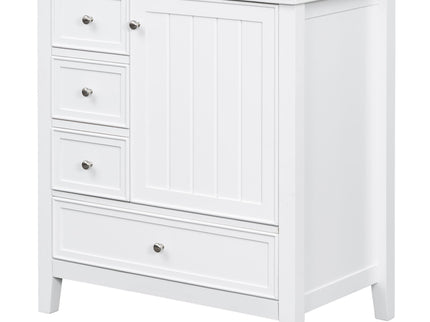 Modern Bathroom Vanity With Sink, 1 Cabinet & 3 Drawers
